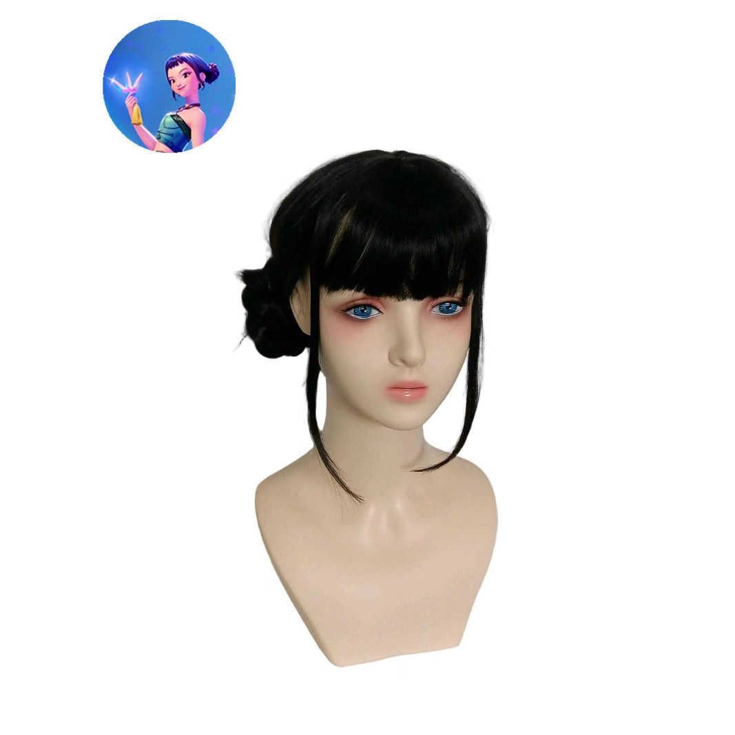 Skpop Demon Slayer Mira Cosplay Wig Rose Red Long view 2