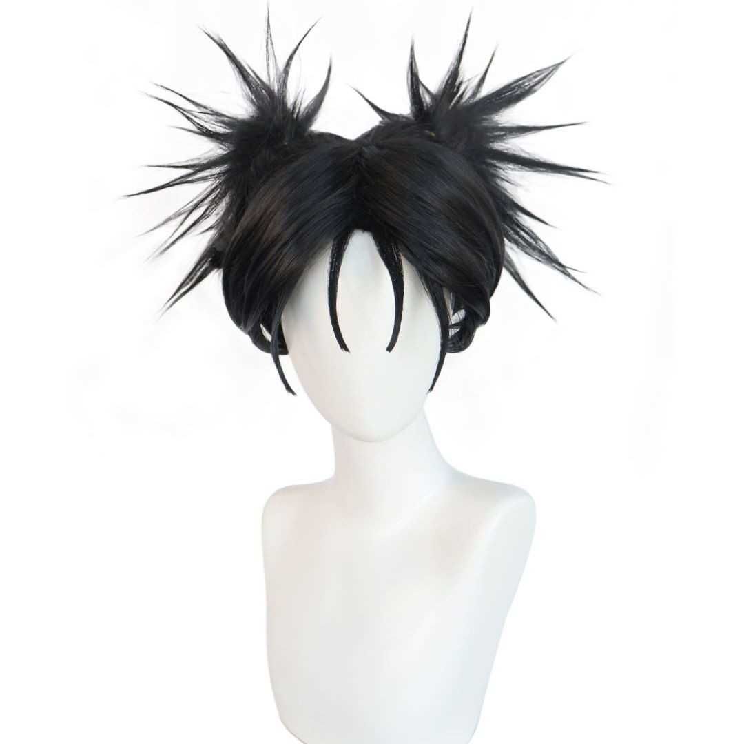 Mansen Jujutsu Kaisen cosplay wig with black explosive braided view 2