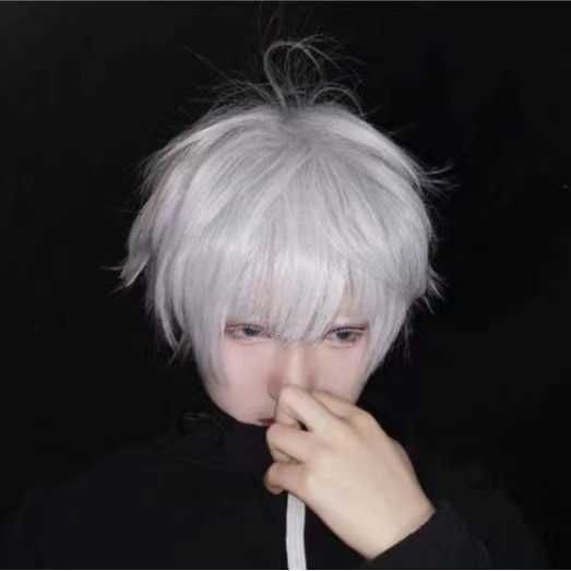Gojo Sato Wig Silver White COS Spell Battle Anime view 2