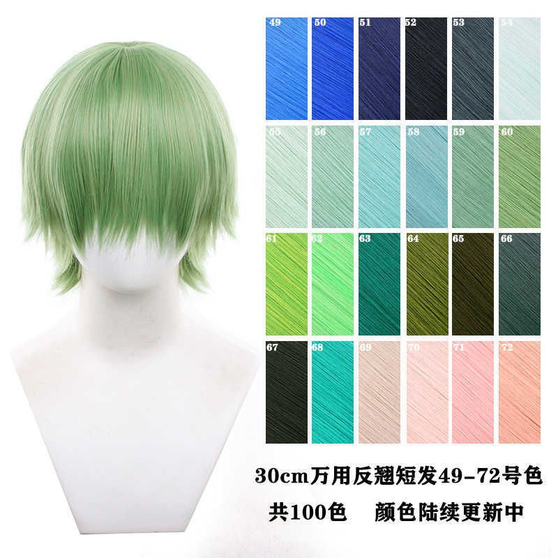 Haogang30cm universal anti-curl cosplay wig 175g multi-color wig view 3