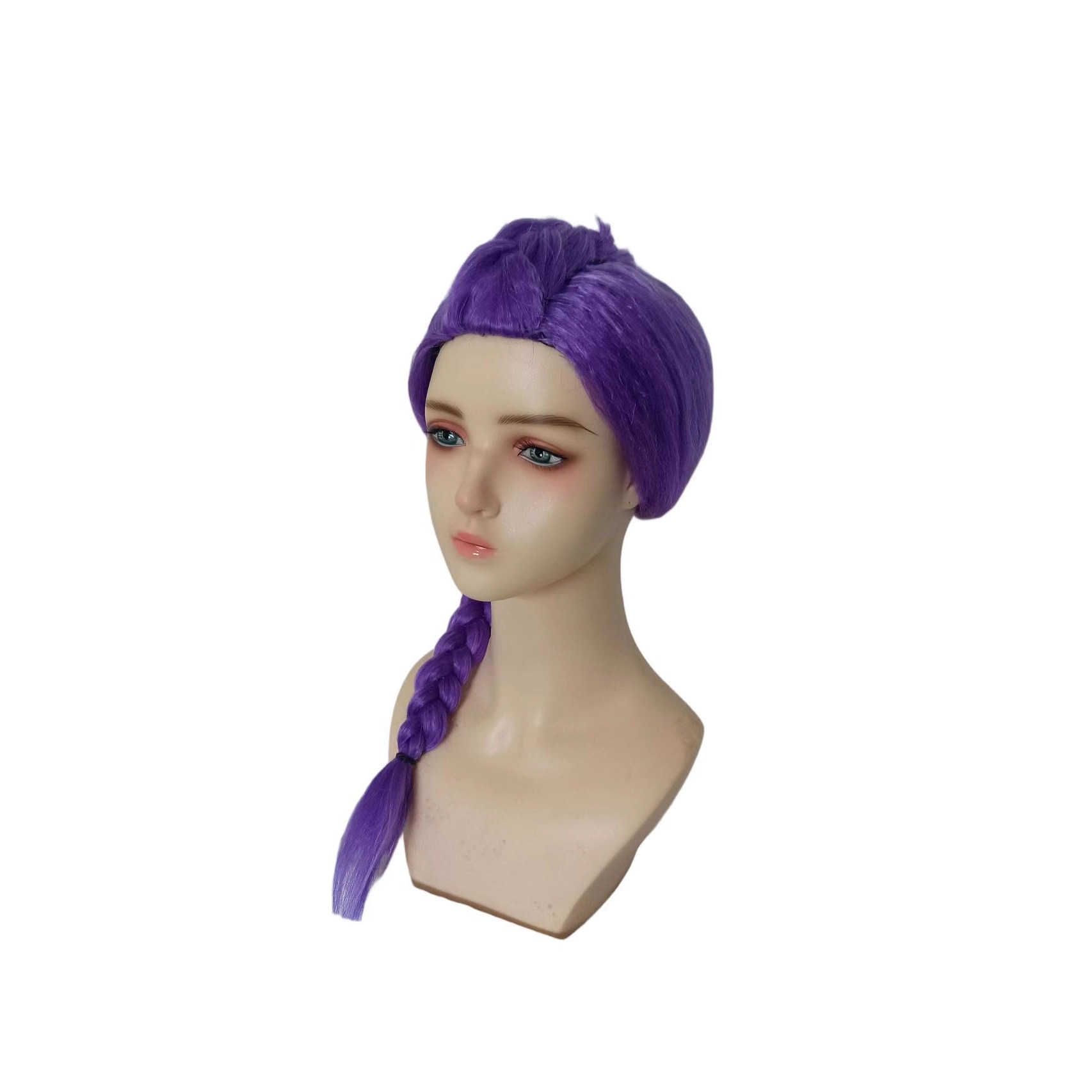Skpop Demon Slayer Mira Cosplay Wig Rose Red Long detail view 4