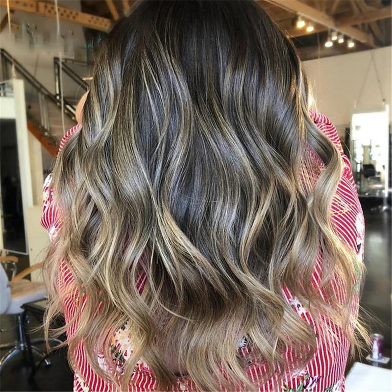 Glueless Long Body Wave Highlight brown Blonde Jewish Human Hair view 2