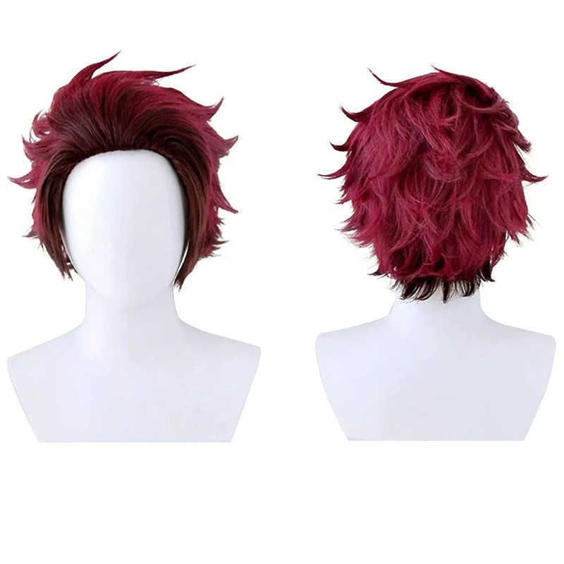 Demon Slayer Series Kamado Tanjirou Cosplay Wig Red Brown