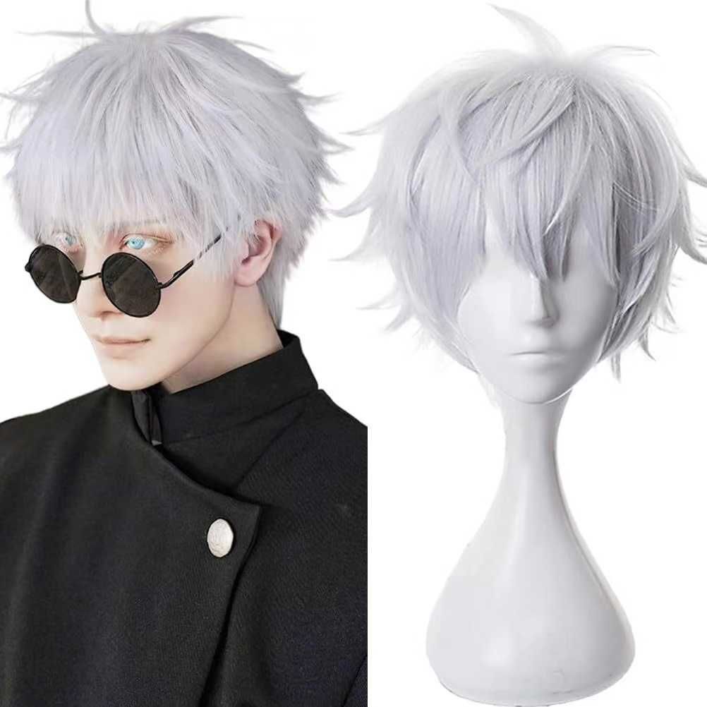 Gojo Sato Wig Silver White COS Spell Battle Anime