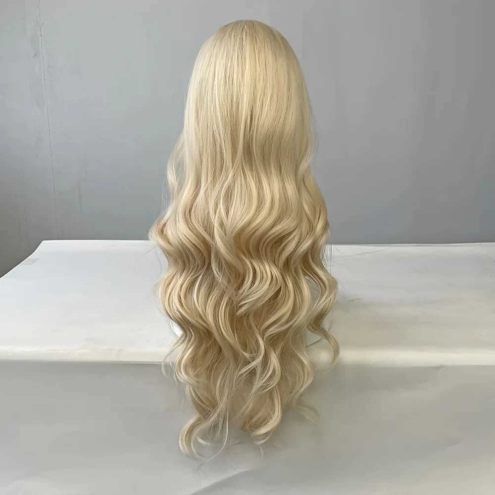 Big waves of golden Synthetic Wig for Halloween party cosplay view 3
