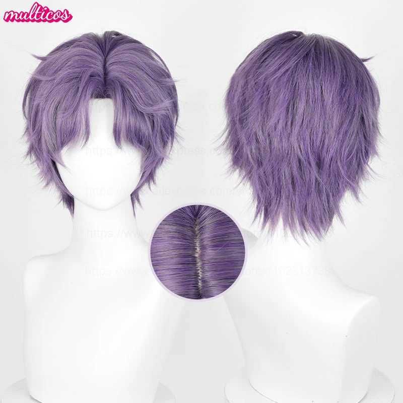 Love And Deepspace Rafayel Cosplay Wig Shor Mixed Purple Heat detail view 3
