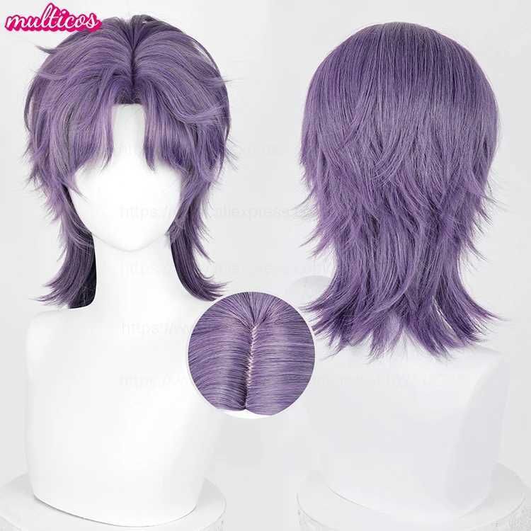Love And Deepspace Rafayel Cosplay Wig Shor Mixed Purple Heat detail view 4