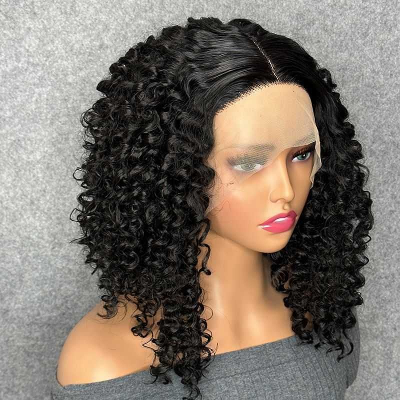 Yiwu wigs New front lace afro wig short black curly view 2