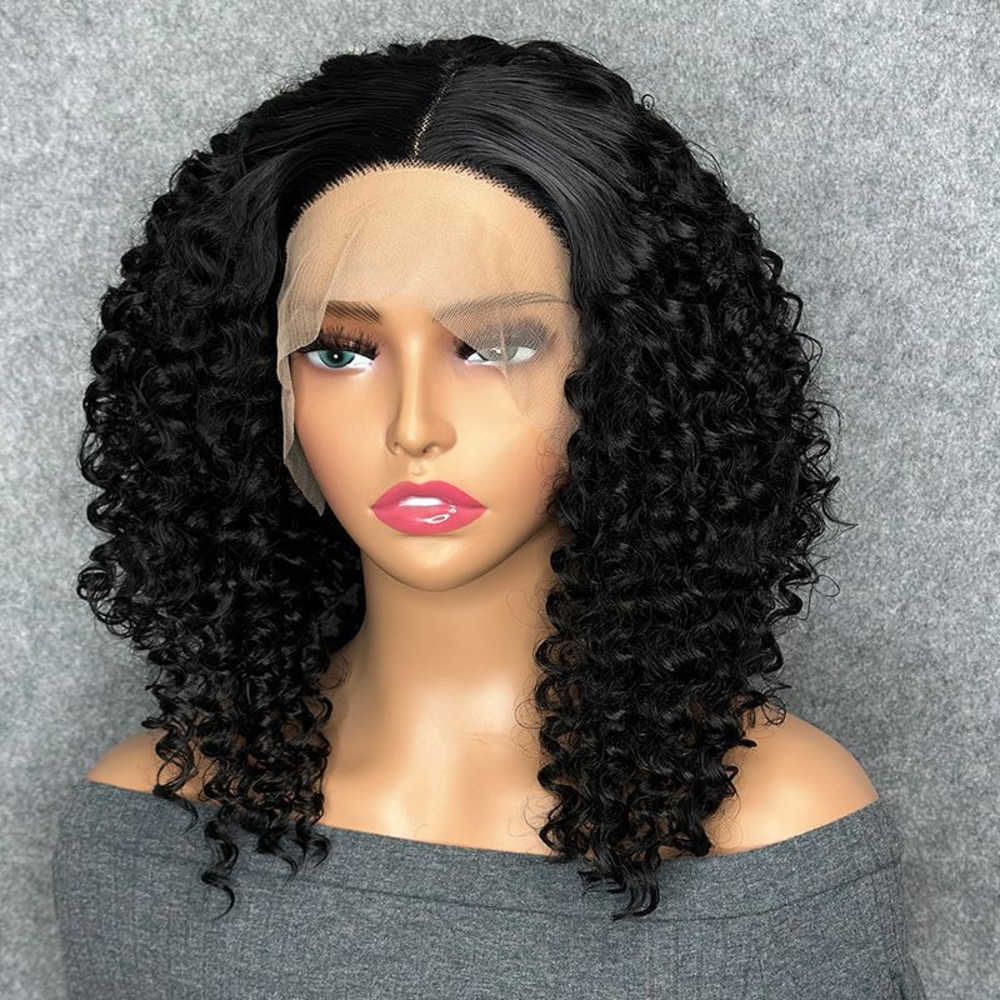 Yiwu wigs New front lace afro wig short black curly