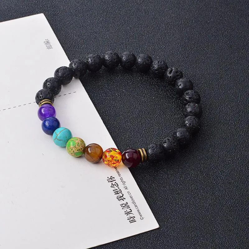 New Black Lava Natural Stone Bracelets 7 Reiki Chakra. - Image 4