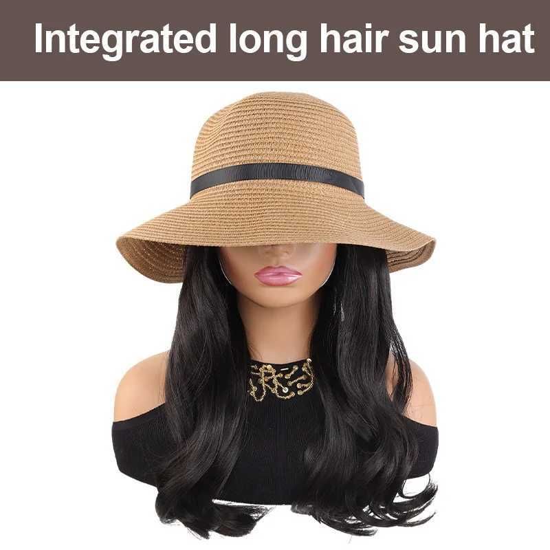Summer Beach Wig Hat Straw Design with Big Wave Synthetic view 2