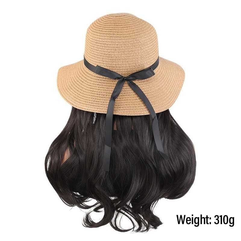 Summer Beach Wig Hat Straw Design with Big Wave Synthetic view 3