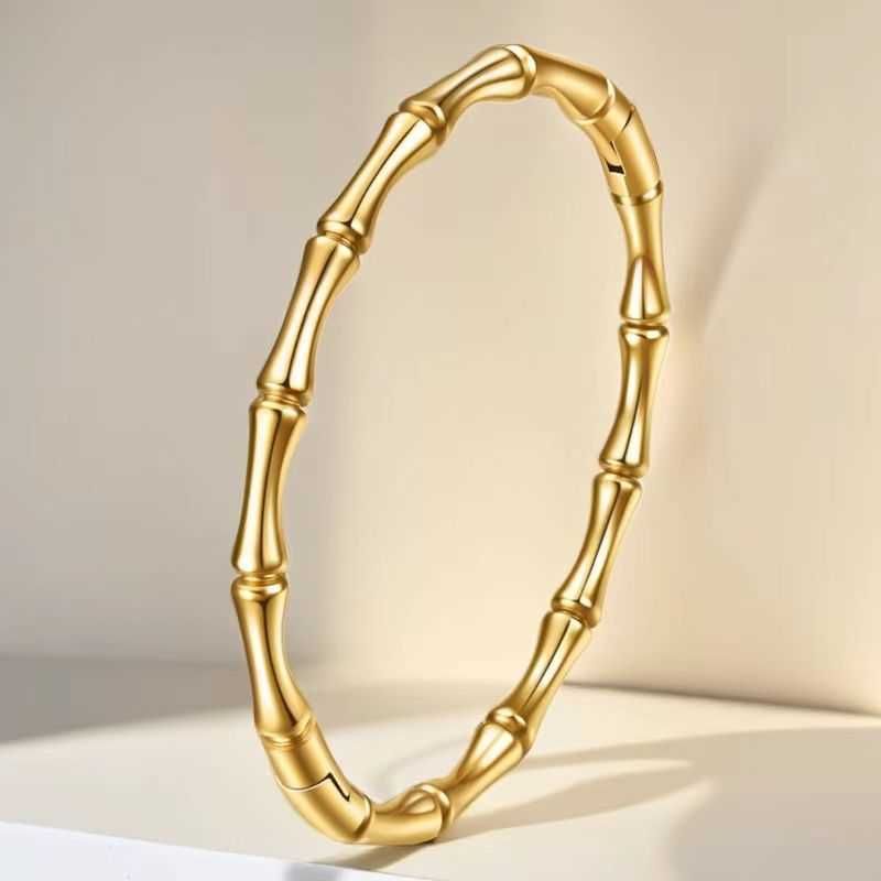 14-b-7 Golden Bamboo Knot Bracelet Round