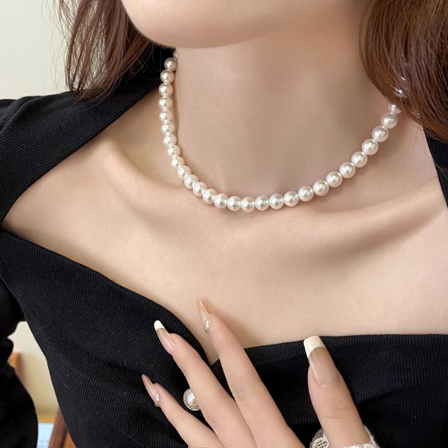 Xl180 Glass Pearl Necklace 10mm