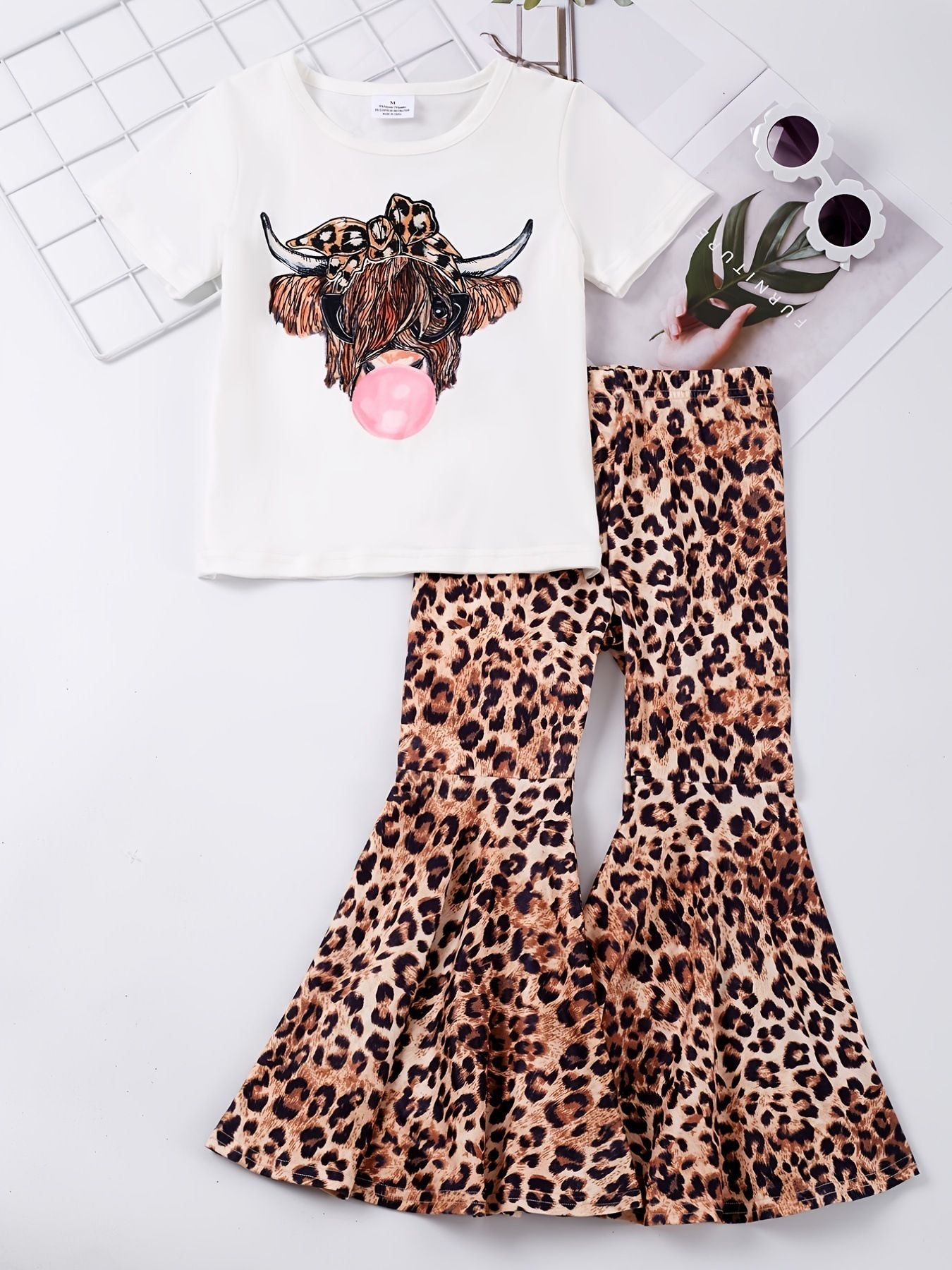 branco - calça com estampa de leopardo