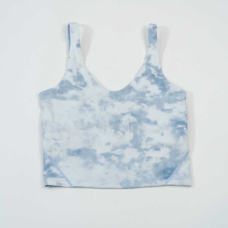 smoke blue tie dyed u tank top