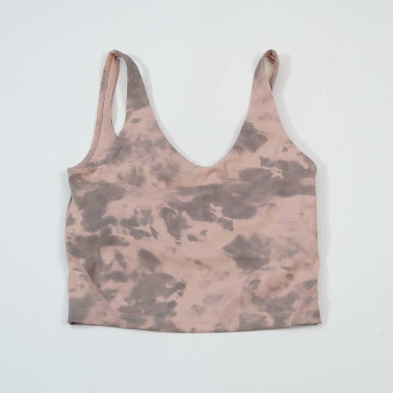 grey pink tie dyed u tank top