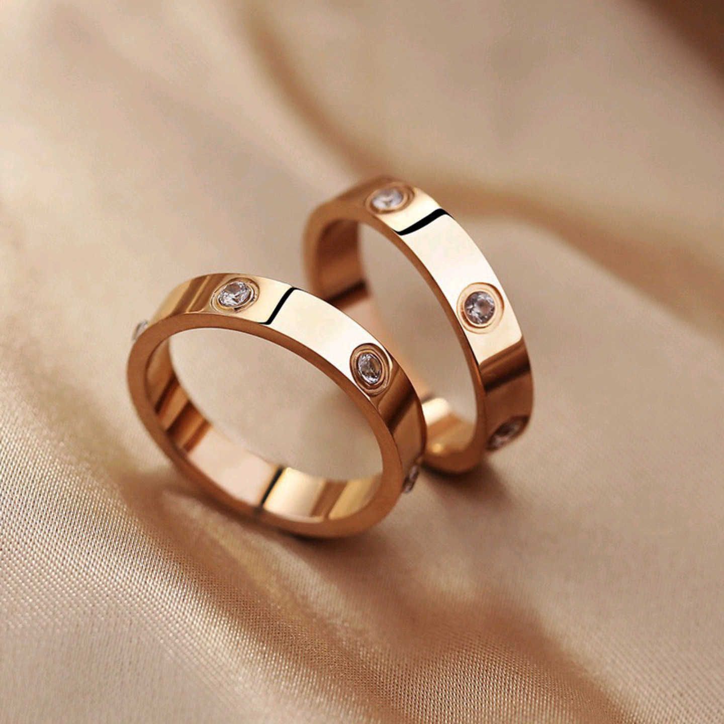anello con diamanti pieni (oro rosa) misura 6