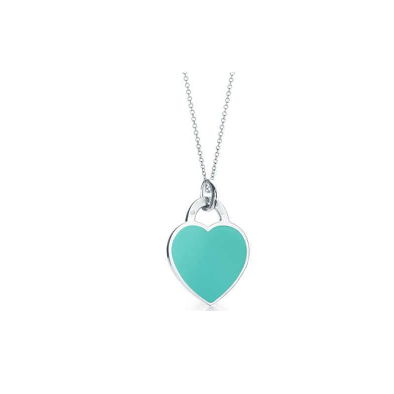 Blue Enamel Heart Necklace-925 Silver