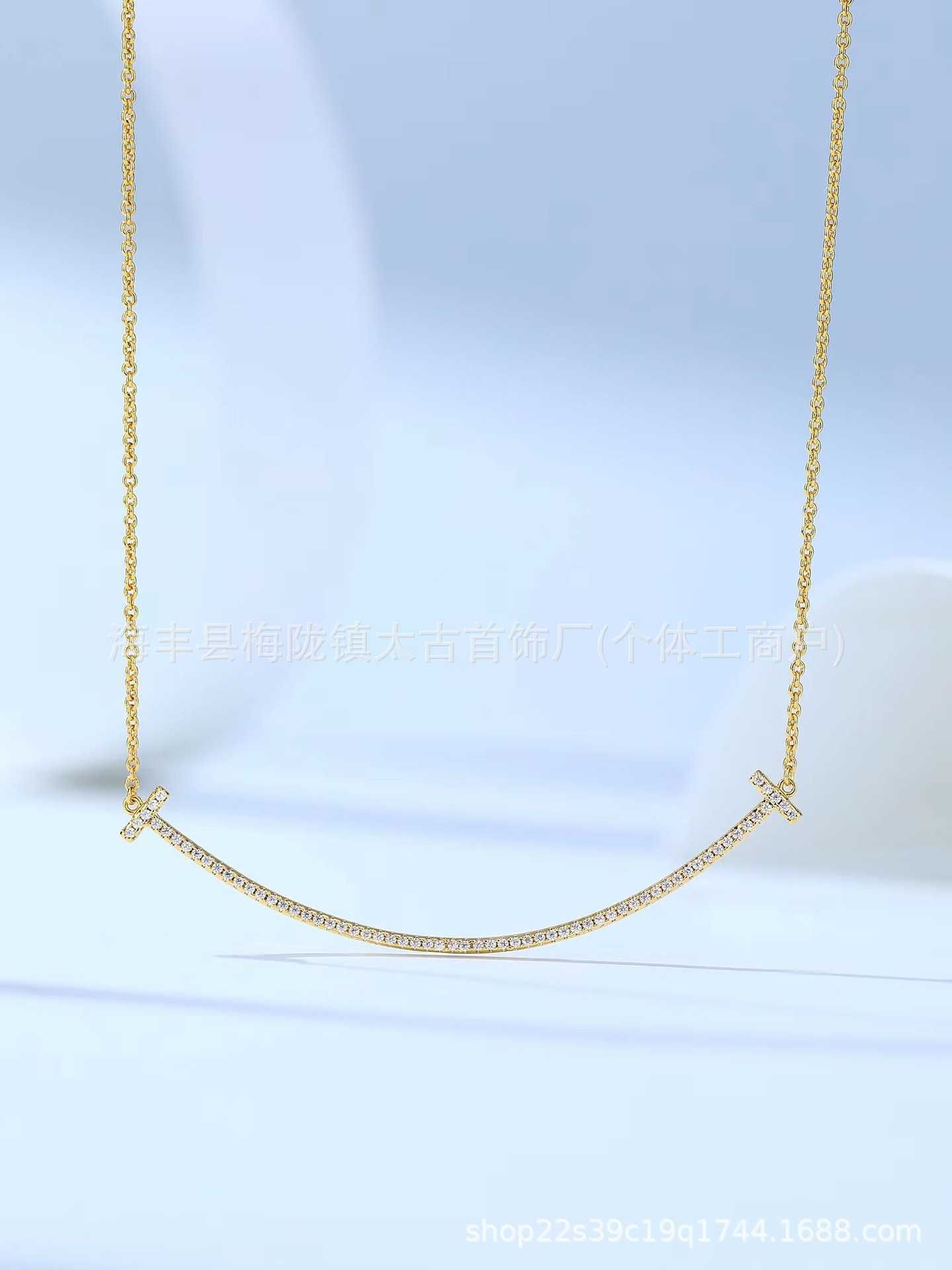 Gold Diamond Large Smiling Necklace