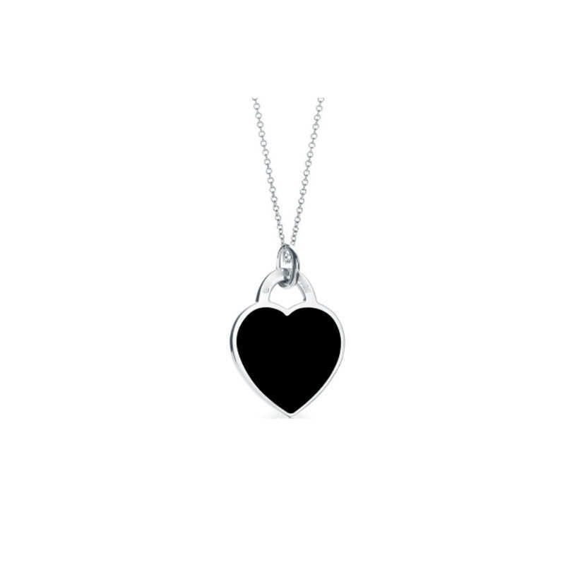 Black Enamel Heart Necklace-925 Silver