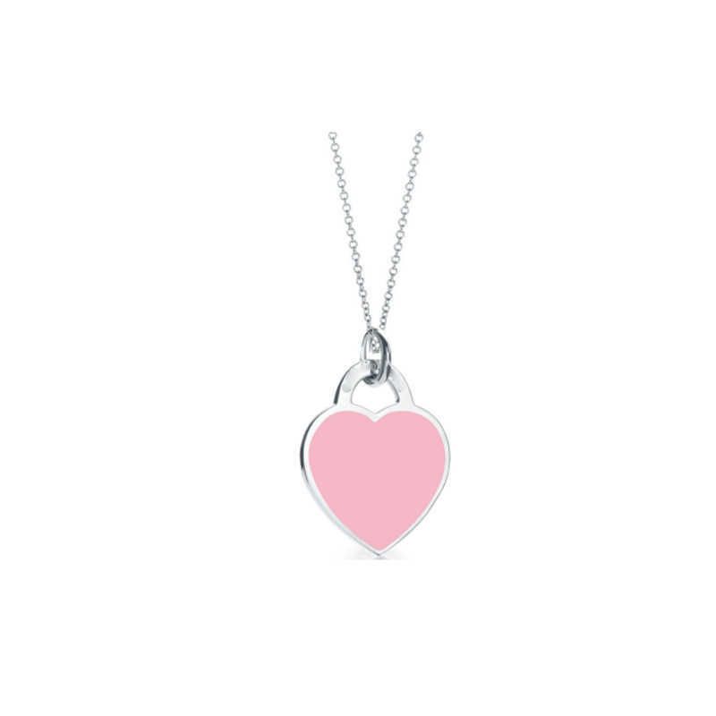 Pink Enamel Heart Necklace-925 Silver