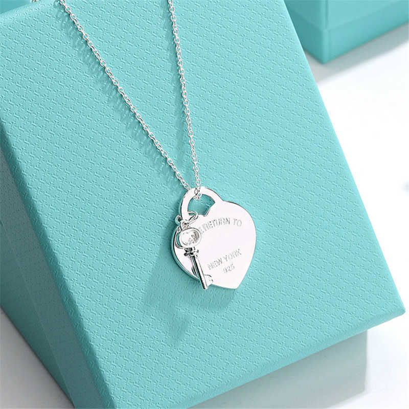Silver Key Heart Necklace 45cm