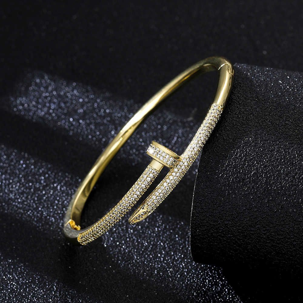 Bq04 Nail Bracelet Gold x 17 Inches-18k