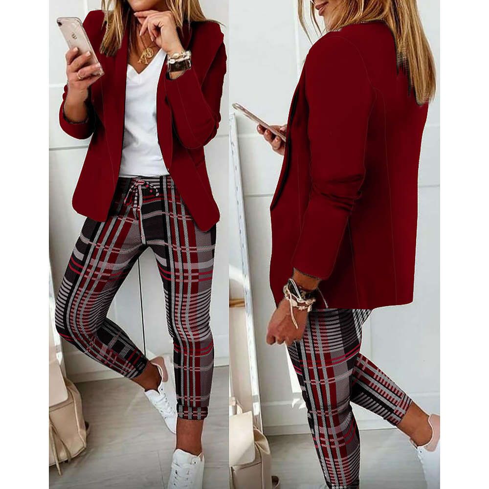 wine red plaid pants