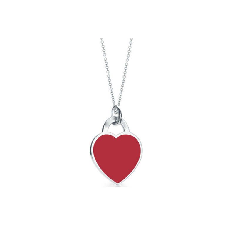 Red Enamel Heart Necklace-925 Silver