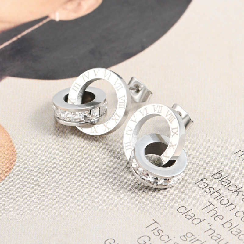 E009 Roman Double Layer Earrings Steel