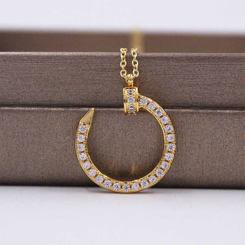 Gold Full Diamond Nail Necklace