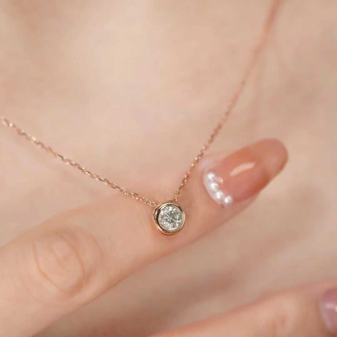 Single Diamond UFO Ketting - Rose Gol