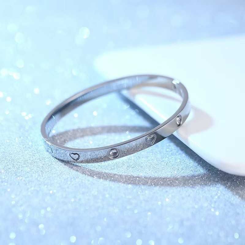 6mm Heart Diamond Bracelet Steel Women