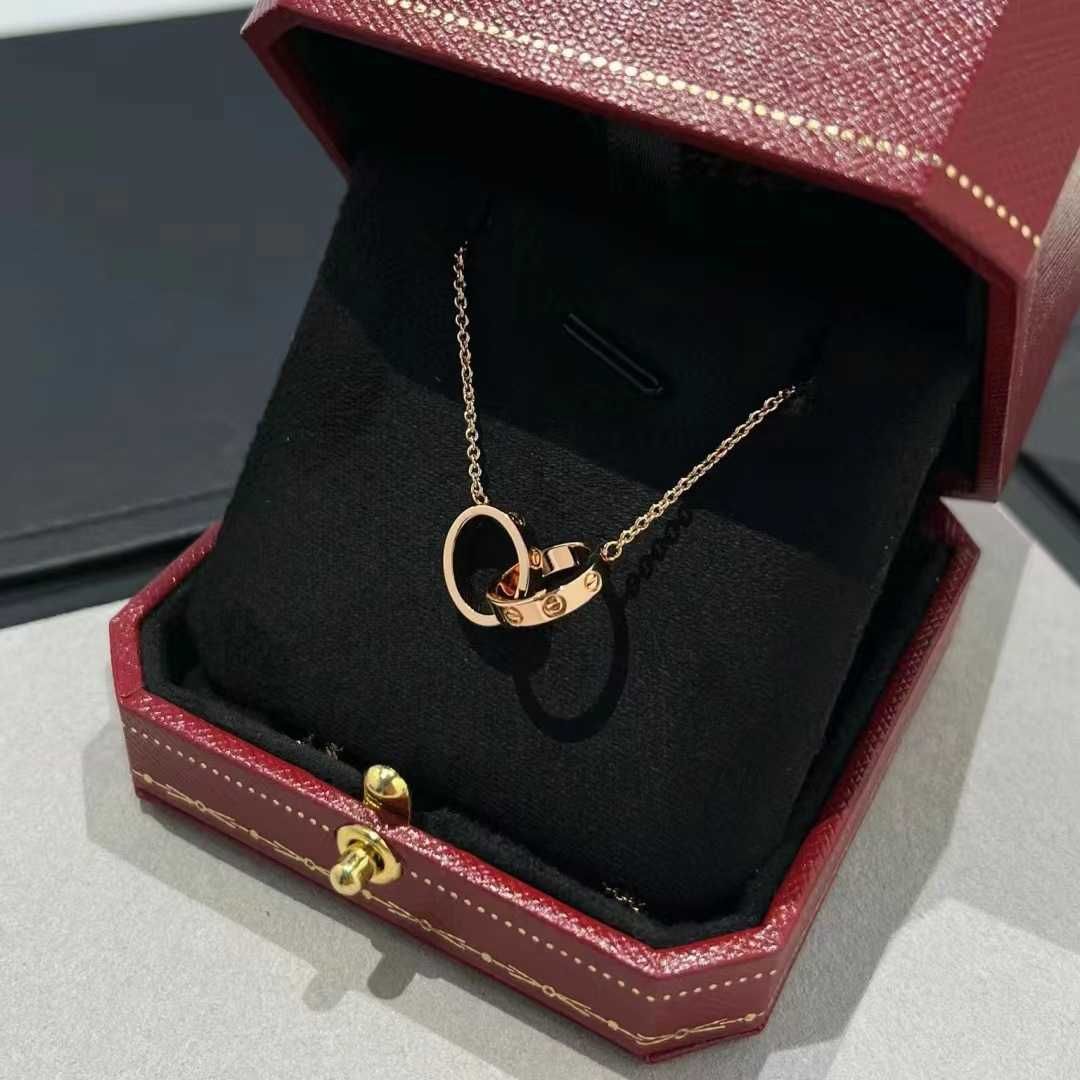 Double Ring Rose Gold Necklace
