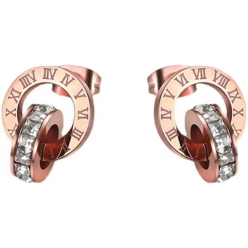 E009 Roman Double Layer Earrings Rose