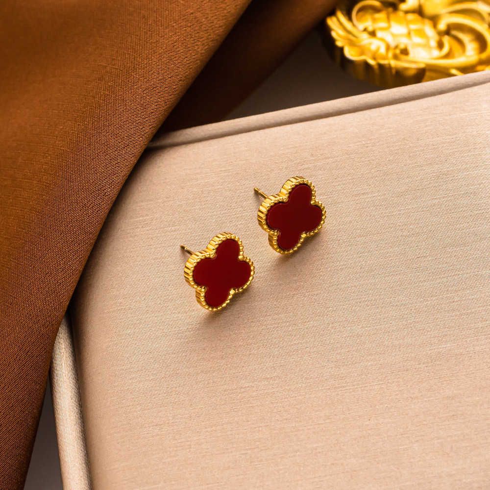 6607 Golden Red Bell Earrings 1.3cm