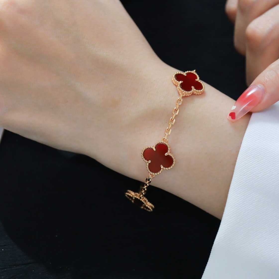 Bracelet Or Rose Agate Rouge-Argent 925