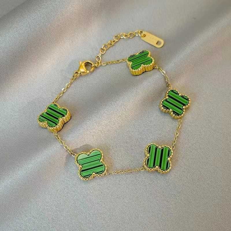 Bracelet double face trèfle coquillage vert