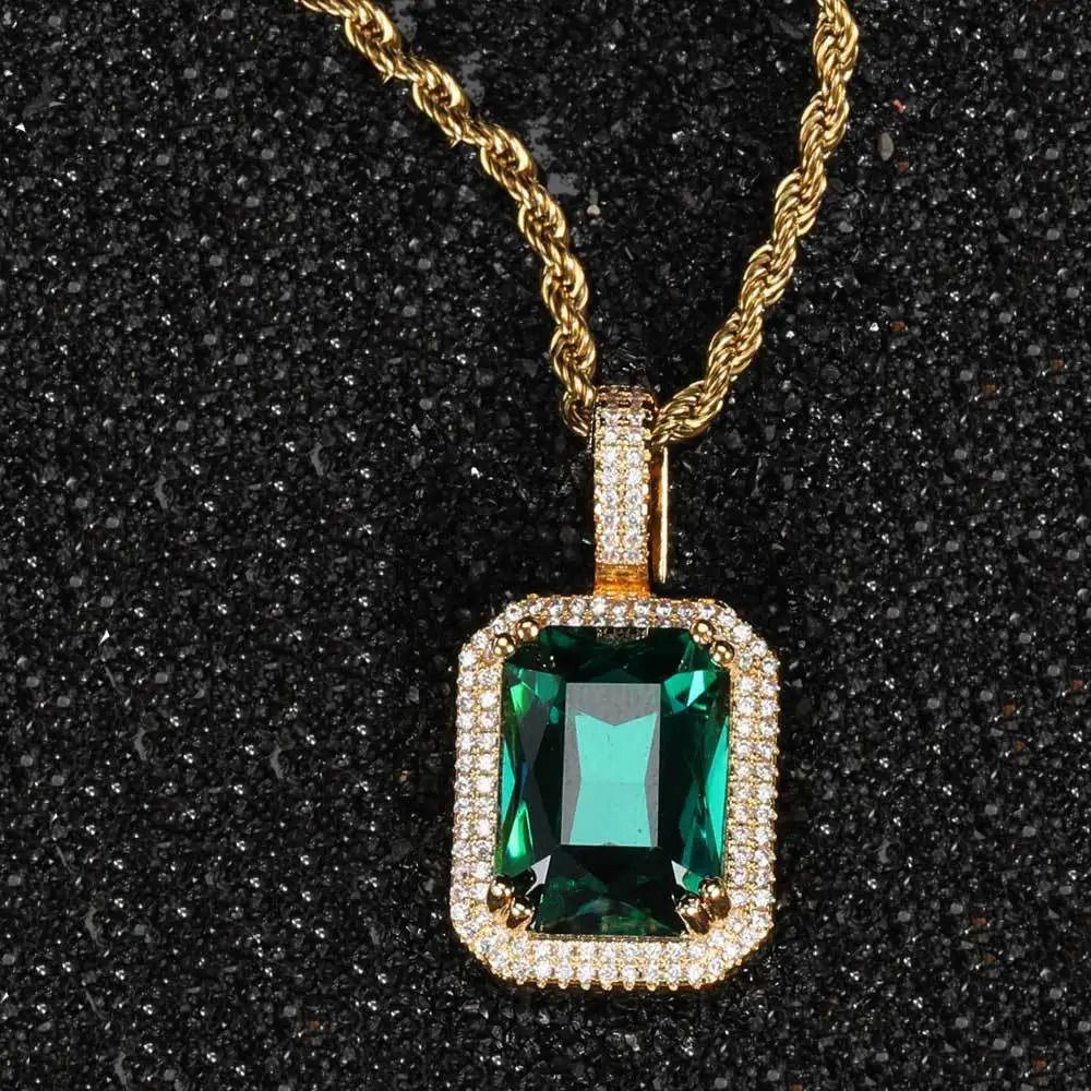 Emerald-gold-Single Pendant