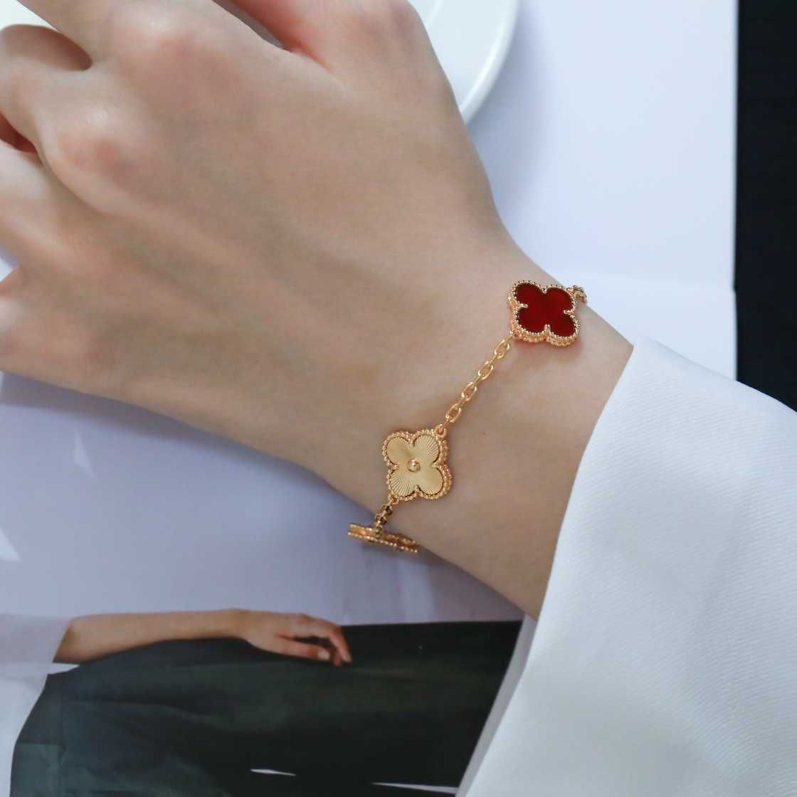 Bracelet Laser Or Rose Agate Rouge-925