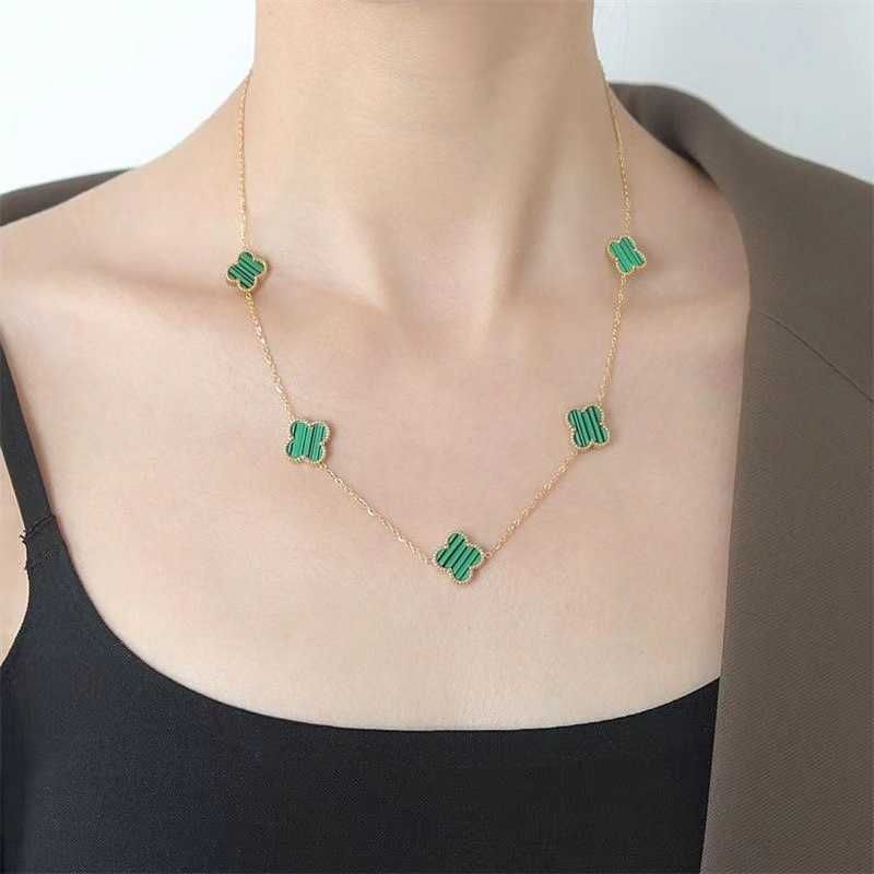 Collana a doppia faccia verde oro 326