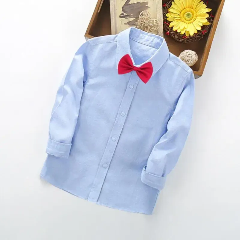 blue shirt red bow