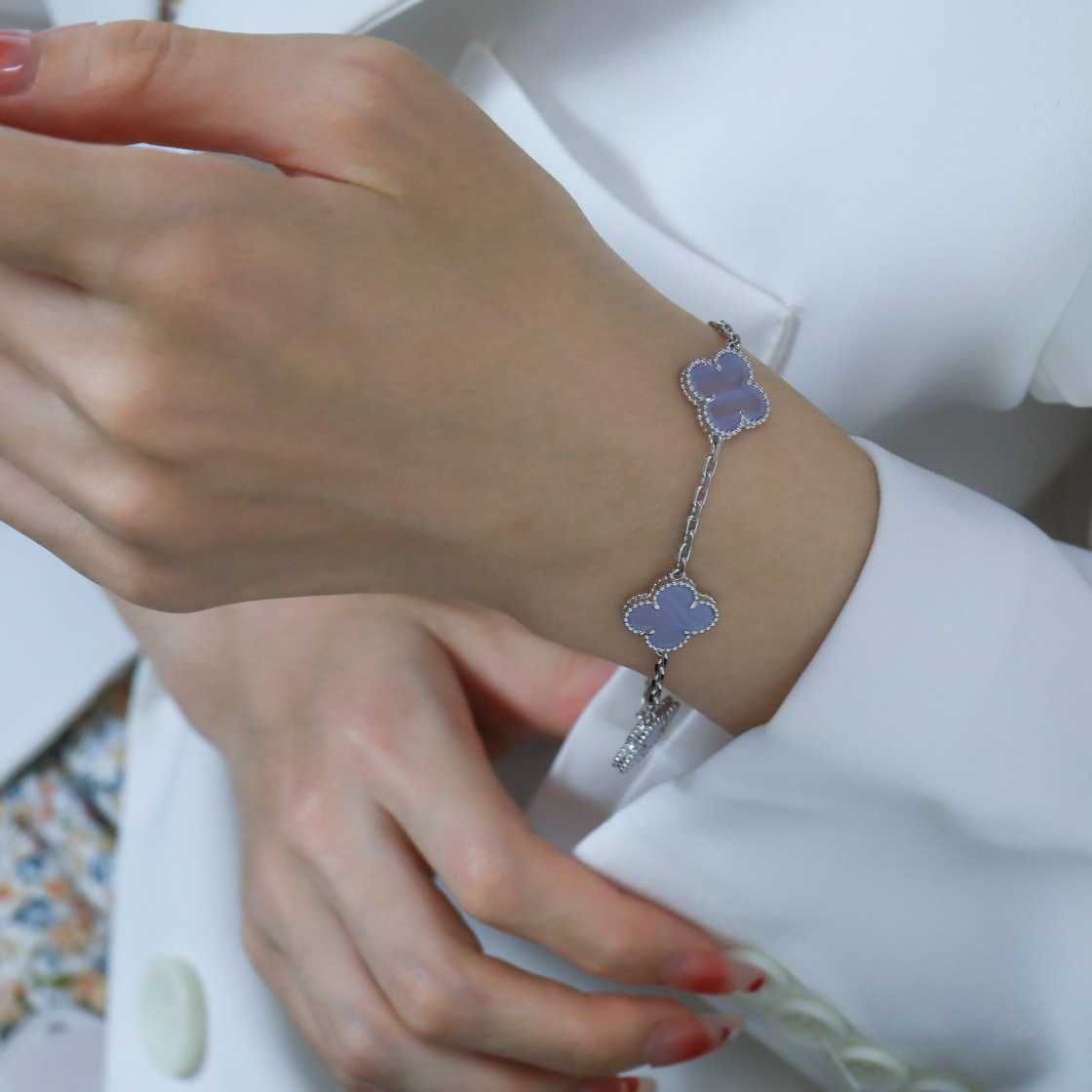 Bracelet Or Platine Chalcédo Violet