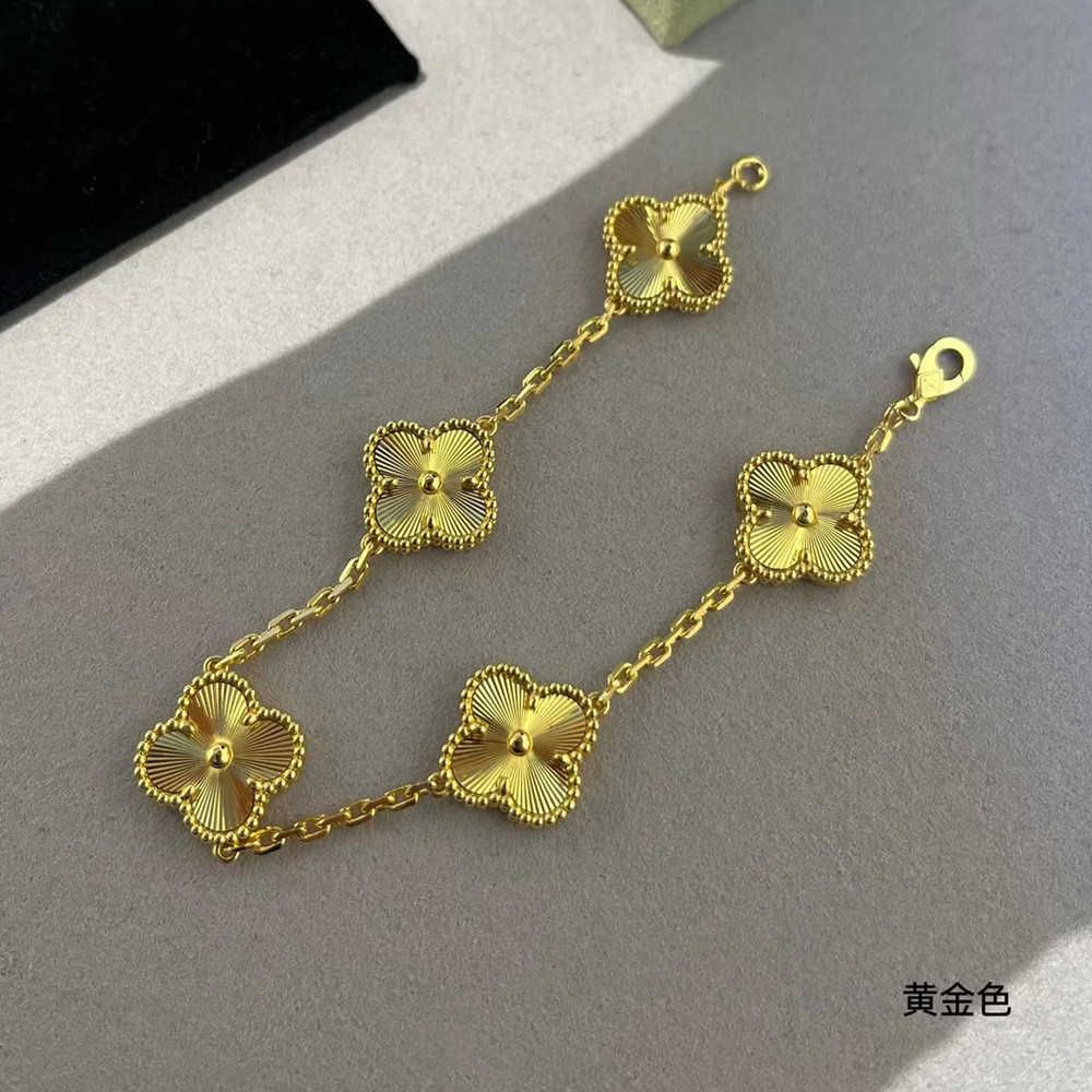 Gold Laser Five Flower Bracelet