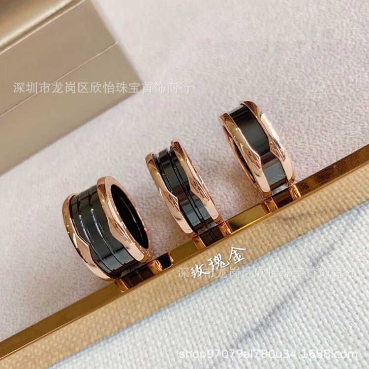 Rose Gold Single Ring Black Ceramic