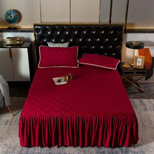 bed skirt-red wine