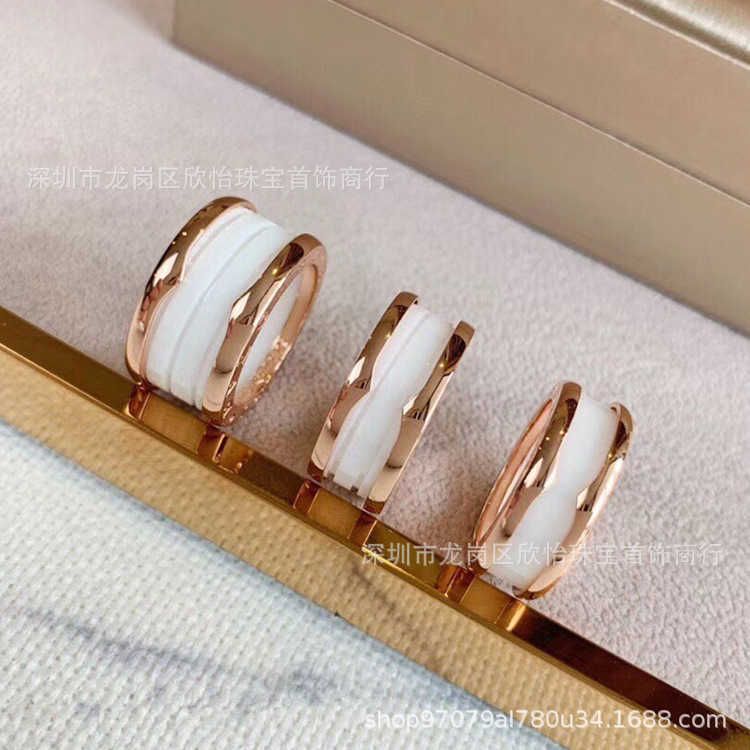 Rose Gold Single Ring White Ceramic