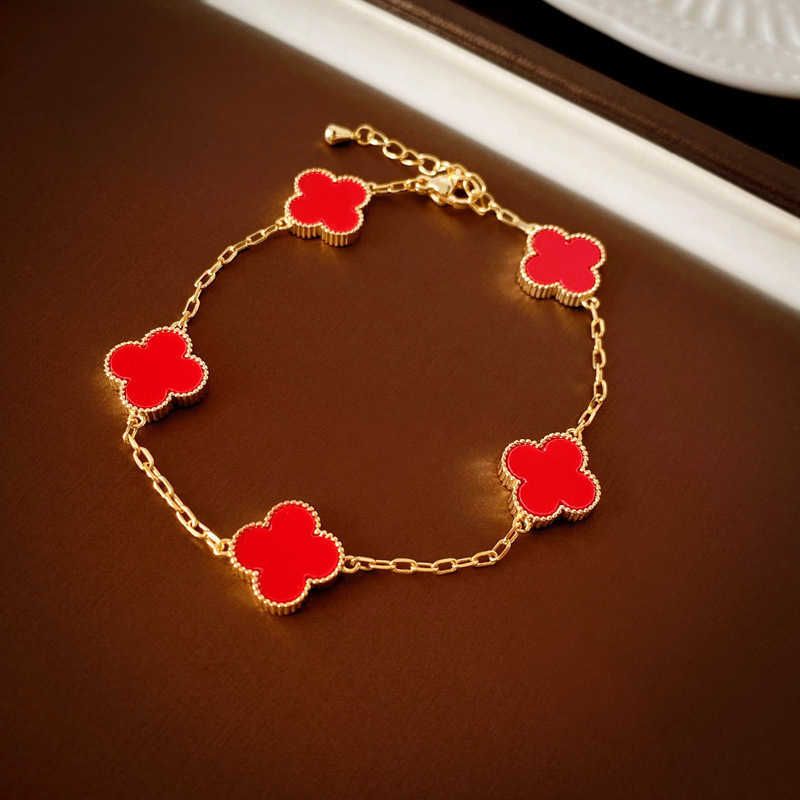 15 # Bracelet - Fleur Rouge (Véritable Or