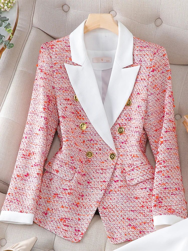 röda pläd blazer